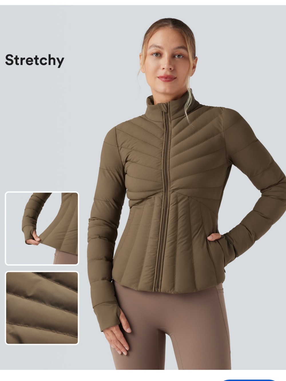 NWT Halara PuffFlex Stand Collar Thumb Holes Stretchy Workout Padded Jacket